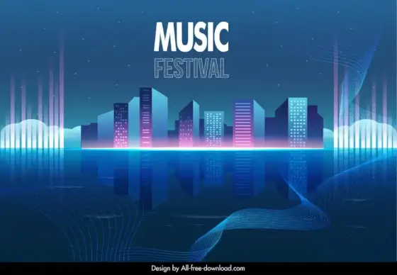 music festival background template modern dynamic waving curves architecture
