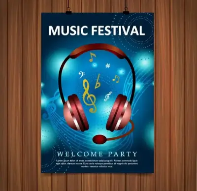 music festival poster illustration with blue background