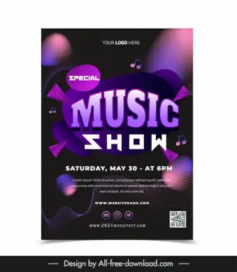 music festival poster template modern 3d dynamic geometry 