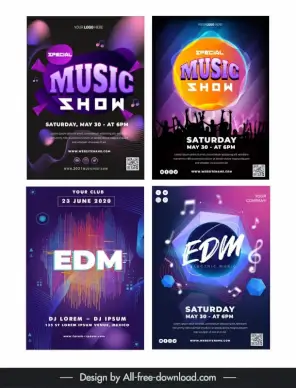 music festival poster templates collection contrast modern dynamic