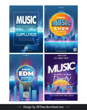 music festival poster templates collection modern design 