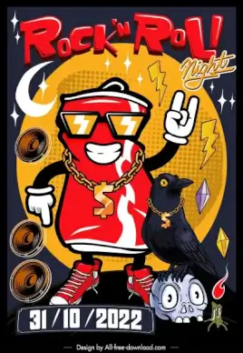 music poster template dynamic colorful stylized can crow