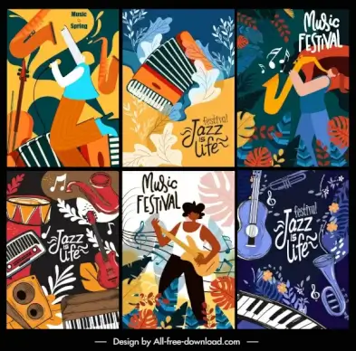 music poster templates colorful dynamic decor classic design