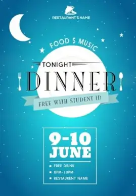 musical restaurant leaflet template moon dishwares icons