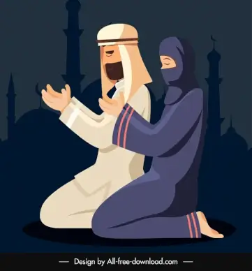  muslim prayer backdrop dark temple silhouette prayers sketch