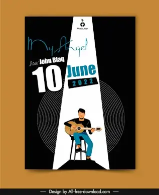 my angel poster template performing guitarist sketch cartoon design 
