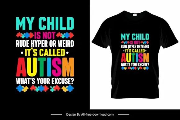 my child is not rude hyper quotation tshirt template colorful texts jigsaw puzzles decor