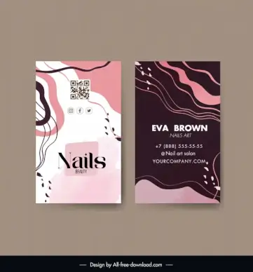 nail art salon business card template abstract curves
