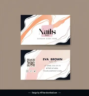 nail art salon business card template classical handdrawn curves 