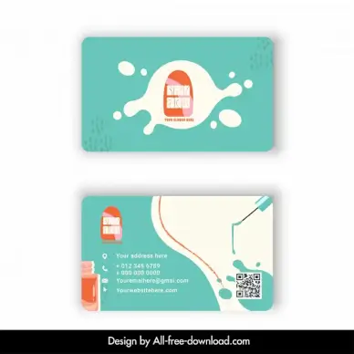 nail art salon business card template dynamic water splashing 