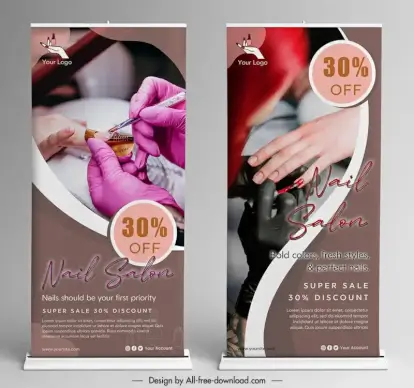  nail salon advertising templates modern realistic standee