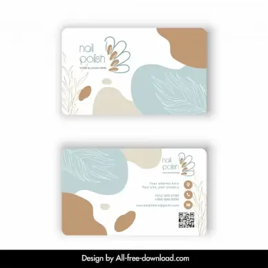 nail salon business card template retro handdrawn leaves decor