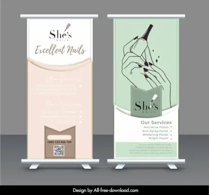 nail salon roll up banner template elegant standee hands