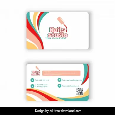 nail studio bussiness card template dynamic modern curves lines