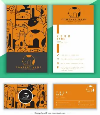 name card template cat theme decor classical design