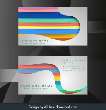 name card template colorful horizontal stripes paper cut