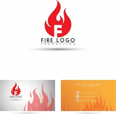 name card template fire logo icon flame background