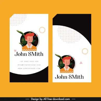 name card template portrait decor vertical design