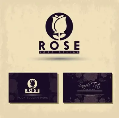 name card template rose icon logo design
