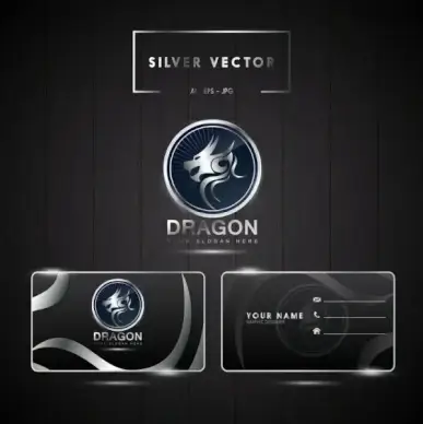 name card templates shiny silver curves decoration