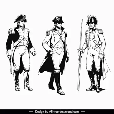 napoleon design elements standing gestures black white handdrawn