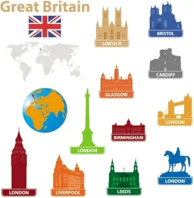 national landmarks silhouette 04 vector