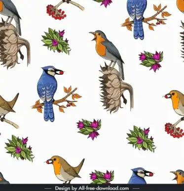 natural birds pattern colorful bright decor