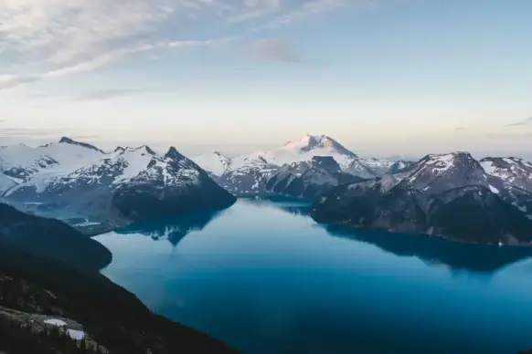 natural canada scenery picture calm lake snowy mountain