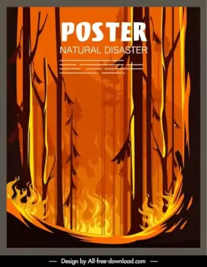 natural disaster poster forest flaming sketch