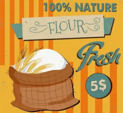 natural flour advertisement sack icon classical design