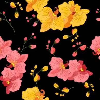 natural flower pattern yellow pink decor
