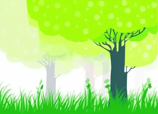 natural forest background green trees and grass decoration