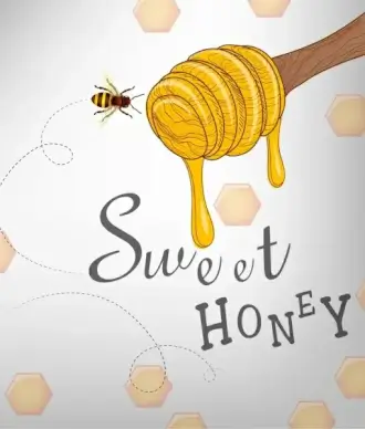 natural honey advertising stick bee icons decor