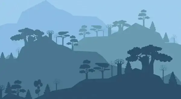 natural landscape background black silhouette tree mountain decor