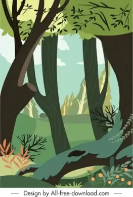 natural landscape painting colored classical sketch