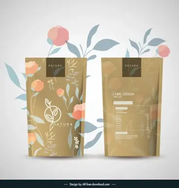 natural packaging in minimalist style template modern elegant flowers leaves decor