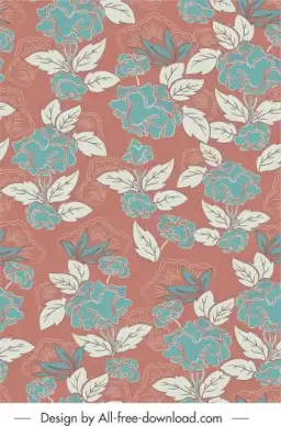 natural plants pattern template flat retro design