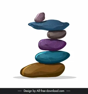 natural stones stack zen sign icon shiny colorful balance design