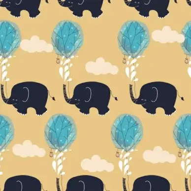 nature background elephant tree icons repeating handdrawn sketch