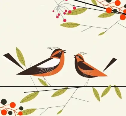 nature background perching birds leaves branches icons