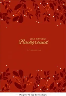 nature background template dark red classic flowers leaves