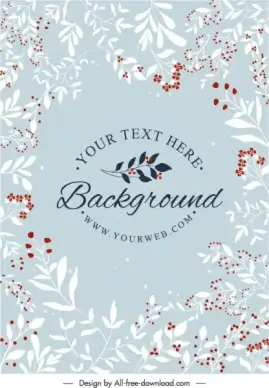 nature background template elegant classical floral leaves sketch