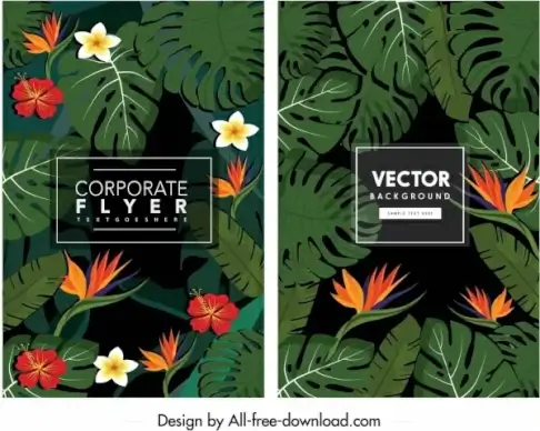nature background templates dark colorful flower leaves ornament