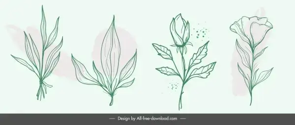 nature design elements handdrawn classic design