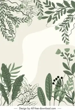 nature elements background green classic handdrawn leaves