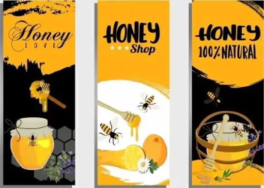nature honey advertising sets yellow black decor