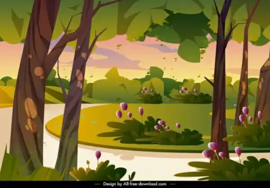 nature landscape painting colorful classical decor