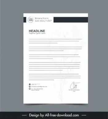 nature letterhead template flat blurred handdrawn flowers decor
