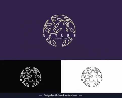 nature logo template flat handdrawn leaf circle layout