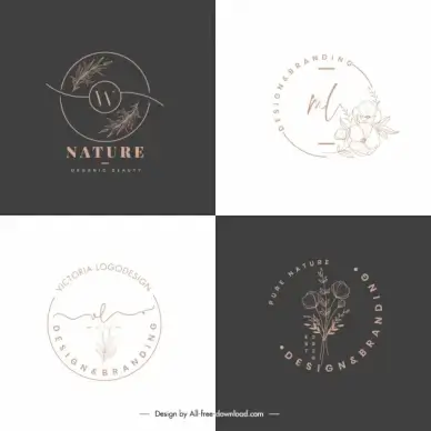 nature logo templates flat handdrawn sketch